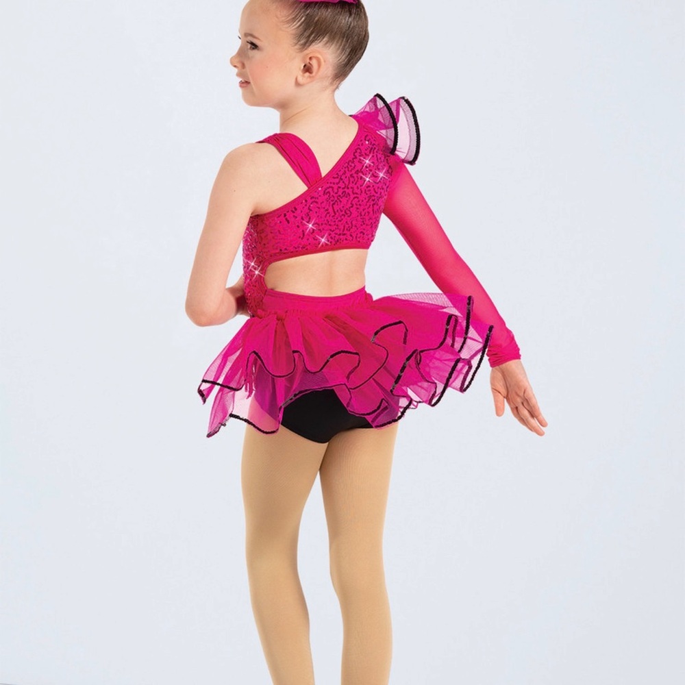 Weissman Hot Pink Sequin One-Shoulder Dance Costume - Picture 2 of 5